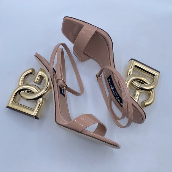 Dolce & Gabbana Beige and Gold Strappy Heels - Picture 7 of 12